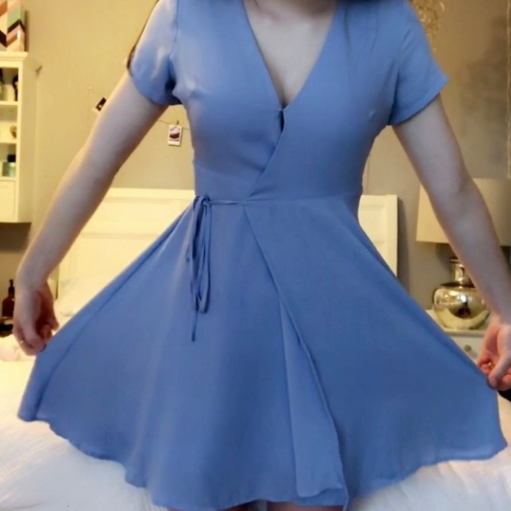 Blue wrap dress